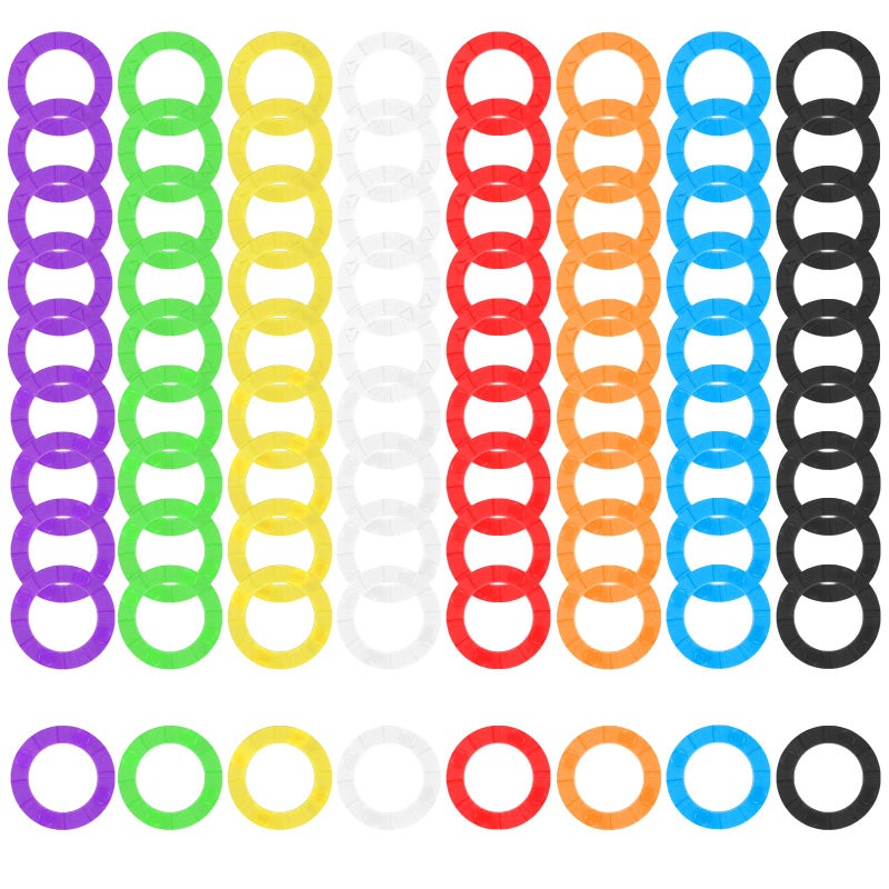 ISUSSER 80pcs Key Caps Tags, Plastic Key Identifier Rings, Key ID Rings, Upgraded Material Strong Toughness in 8 Colors - Image 2